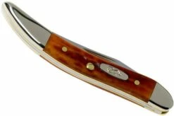 Case Knives Small Texas Toothpick Pocket Worn Harvest Orange Bone Corn Cob Jig 07400, 610096 SS Pocket Knife -KNIVESANDTOOLS Sales CE07400 04 case