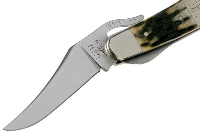 Case Russlock, Tang Stamp Series, Peach Seed Jig, Olive Green Bone 21517, 61953L SS Pocket Knife 5 Case Russlock, Tang Stamp Series, Peach Seed Jig, Olive Green Bone 21517, 61953L SS Pocket Knife - Image 3