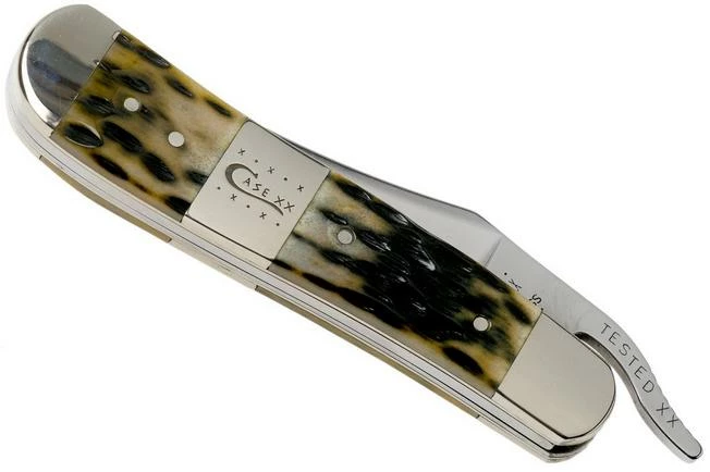 Case Russlock, Tang Stamp Series, Peach Seed Jig, Olive Green Bone 21517, 61953L SS Pocket Knife 6 Case Russlock, Tang Stamp Series, Peach Seed Jig, Olive Green Bone 21517, 61953L SS Pocket Knife - Image 4