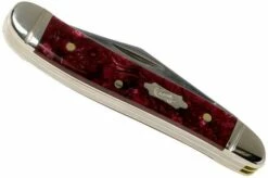 Case Peanut Burgundy Smooth Kirinite, Fluted Bolsters, 23183, 10220 SS Pocket Knife -KNIVESANDTOOLS Sales CE23183 04 case