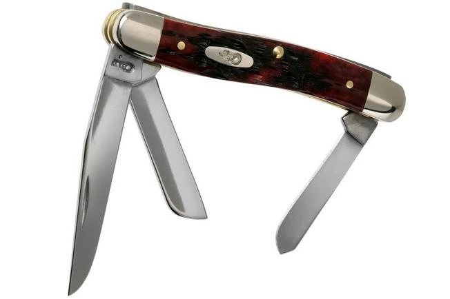 Case Medium Stockman Crimson Red Peach Seed Jigged Bone, 27382, 6318 SS Pocket Knife 3 Case Medium Stockman Crimson Red Peach Seed Jigged Bone, 27382, 6318 SS Pocket Knife