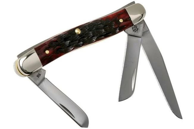 Case Medium Stockman Crimson Red Peach Seed Jigged Bone, 27382, 6318 SS Pocket Knife 4 Case Medium Stockman Crimson Red Peach Seed Jigged Bone, 27382, 6318 SS Pocket Knife - Image 2