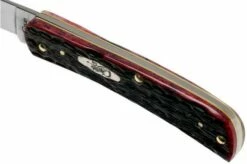 Case Sod Buster Jr Crimson Red Peach Seed Jigged Bone, 27383, 6137 SS Pocket Knife -KNIVESANDTOOLS Sales CE27383 06 case
