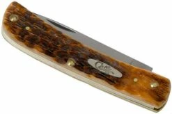 Case Sod Buster Jr Amber Jigged Bone, 30092, 6137 CV Pocket Knife -KNIVESANDTOOLS Sales CE30092 04 case