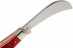 Case Hawkbill Pruner Dark Red Bone, Peach Seed Jig, 31956, 61011 CV Pocket Knife -KNIVESANDTOOLS Sales CE31956 06 case knives