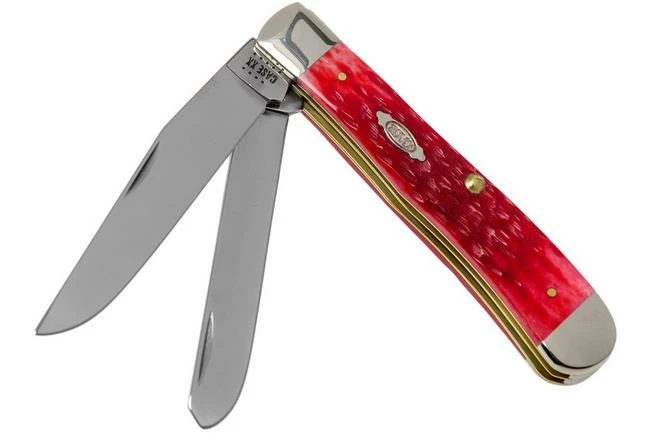 Case Trapper Dark Red Bone, Peach Seed Jig, 31957, 6254 CV Pocket Knife With Pocket Clip 3 Case Trapper Dark Red Bone, Peach Seed Jig, 31957, 6254 CV Pocket Knife With Pocket Clip