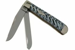 Case Medium Trapper White & Black Carbon Fibre-G10 Weave Smooth, 38920, 10254 SS Pocket Knife