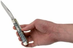 Case Medium Trapper White & Black Carbon Fibre-G10 Weave Smooth, 38920, 10254 SS Pocket Knife -KNIVESANDTOOLS Sales CE38920 05 case