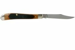 Case Slimline Trapper Dark Molasses Bone, Sawcut, 83146, 61048 SS Pocket Knife -KNIVESANDTOOLS Sales CE83146 02 case