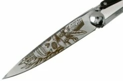 Deejo Tattoo 37g, Mirror Ebony, Dandy Skull 1AB000103 Pocket Knife -KNIVESANDTOOLS Sales DJ1AB000103 03 deejo