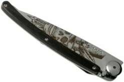 Deejo Tattoo 37g, Mirror Ebony, Dandy Skull 1AB000103 Pocket Knife -KNIVESANDTOOLS Sales DJ1AB000103 04 deejo
