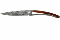 Deejo Tattoo 37g, Coral Wood, Hunting Scene 1CB000068 Pocket Knife