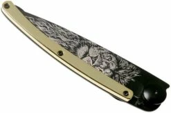 Deejo Tattoo Gold Black 37g, Yellow Gold Gilded, Lion 1GM000022 Pocket Knife -KNIVESANDTOOLS Sales DJ1GM000022 04 deejo