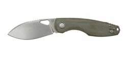 Fox Chilin FX-530-MOD Stonewashed M398, OD Green Micarta Pocket Knife, Jesper Voxnaes Design