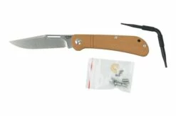 J.E. Made Lanny's Clip, Brown G10, D2 Slipjoint Pocket Knife -KNIVESANDTOOLS Sales JM LAC D2 BR 08 jemade
