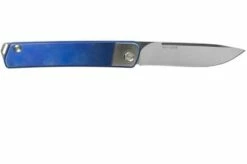 Medford Gentleman Jack S35VN, Tumbled Blade, Blue Handle Brushed Bolsters, Silver Hardware Pocket Knife -KNIVESANDTOOLS Sales MF 21 GJ 02 02 medford