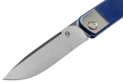 Medford Gentleman Jack S35VN, Tumbled Blade, Blue Handle Brushed Bolsters, Silver Hardware Pocket Knife -KNIVESANDTOOLS Sales MF 21 GJ 02 03 medford