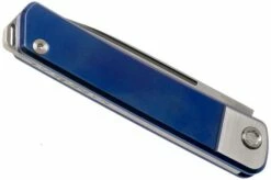 Medford Gentleman Jack S35VN, Tumbled Blade, Blue Handle Brushed Bolsters, Silver Hardware Pocket Knife -KNIVESANDTOOLS Sales MF 21 GJ 02 04 medford