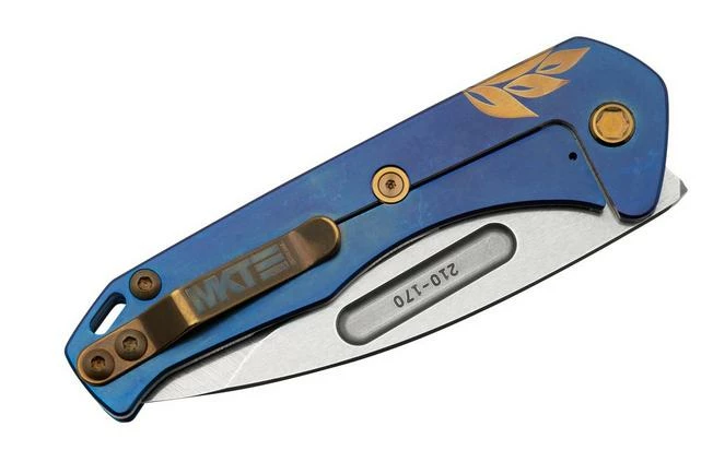 Medford Prae Slim, S45VN Tumbled Drop Point Blade, Blue Bronze Acanthus Handle Pocket Knife 9 Medford Prae Slim, S45VN Tumbled Drop Point Blade, Blue Bronze Acanthus Handle Pocket Knife - Image 7