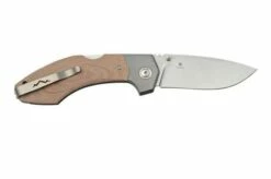 MKM Hero Stonewashed, Natural Canvas Micarta, Titanium Bolsters, Pocket Knife -KNIVESANDTOOLS Sales MMK HR NCT 02 mkm