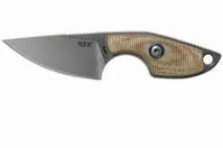 MKM Mikro 1 Drop, Stonewashed Natural Canvas Micarta Neck Knife, Jesper Voxnaes Design