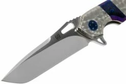 Olamic Wayfarer 247 Tanto Satin, Jeweled Handle Timascus Inlay, Blue Hardware -KNIVESANDTOOLS Sales OC24 M390 005 03 olamic