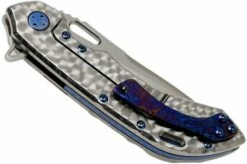 Olamic Wayfarer 247 Tanto Satin, Jeweled Handle Timascus Inlay, Blue Hardware -KNIVESANDTOOLS Sales OC24 M390 005 04 olamic