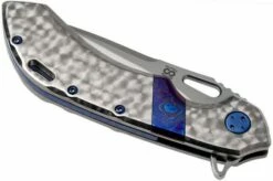 Olamic Wayfarer 247 Tanto Satin, Jeweled Handle Timascus Inlay, Blue Hardware -KNIVESANDTOOLS Sales OC24 M390 005 05 olamic