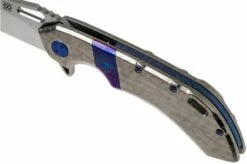 Olamic Wayfarer 247 Tanto Satin, Jeweled Handle Timascus Inlay, Blue Hardware -KNIVESANDTOOLS Sales OC24 M390 005 08 olamic