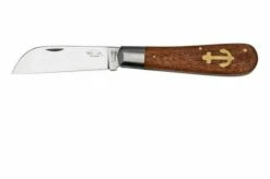 Otter Anchor Knife 173 R Large Stainless, Sapeli, Brass Anchor, Pocket Knife