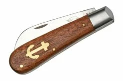 Otter Anchor Knife 173 R Large Stainless, Sapeli, Brass Anchor, Pocket Knife -KNIVESANDTOOLS Sales OR173R 04 otter