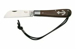 Otter Anchor Knife SET 172 Large Stainless, Smoked Oak, Brass Anchor, Leather Strap, Pocket Knife