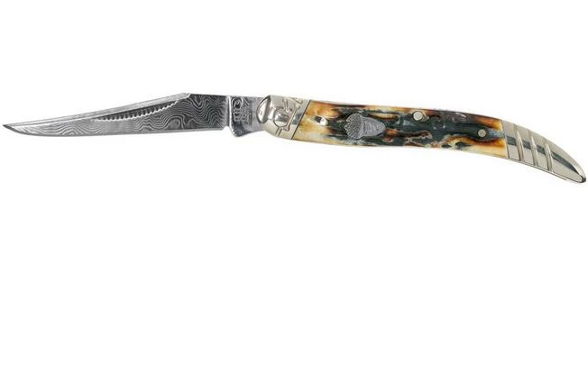 Rough Ryder Toothpick Cinnamon Stag RR2154 Damascus Slipjoint Pocket Knife 3 Rough Ryder Toothpick Cinnamon Stag RR2154 Damascus Slipjoint Pocket Knife