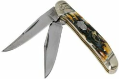 Rough Ryder Copperhead Cinnamon Stag RR2161 Damascus Slipjoint Pocket Knife