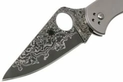 Spyderco Delica 4 Titanium Damascus C11TIPD Pocket Knife -KNIVESANDTOOLS Sales SPC11TIPD 03 spyderco spc11tipd 03