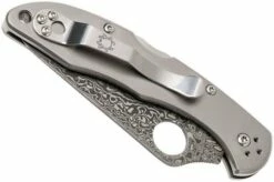 Spyderco Delica 4 Titanium Damascus C11TIPD Pocket Knife -KNIVESANDTOOLS Sales SPC11TIPD 04 spyderco spc11tipd 04