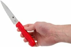 Spyderco K05SRD Paring Knife 11 Cm, Red Serrated -KNIVESANDTOOLS Sales SPK05SRD 06 spyderco kitchen