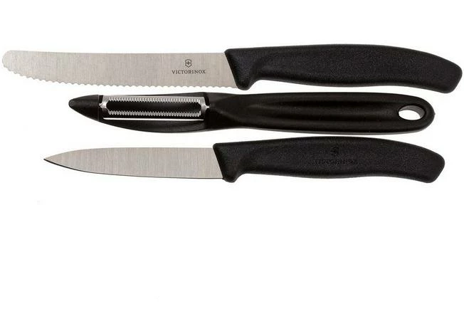 Victorinox SwissClassic Vegetable Knives In Black, Set Of 3, 6.7116.31G 3 Victorinox SwissClassic Vegetable Knives In Black, Set Of 3, 6.7116.31G
