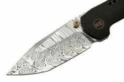 WE Knife Trogon WE22002B-DS1 Black Titanium, Heimskringla Damasteel Pocket Knife -KNIVESANDTOOLS Sales WKWE22002B DS1 03 weknife