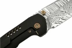 WE Knife Trogon WE22002B-DS1 Black Titanium, Heimskringla Damasteel Pocket Knife -KNIVESANDTOOLS Sales WKWE22002B DS1 05 weknife