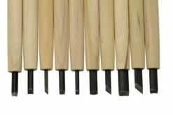 Yoshiharu W-10 Mitomoto Japanese Wood Carving Knives, Set Of 10 In Cloth Pouch -KNIVESANDTOOLS Sales YSH 016 03 yoshiharu